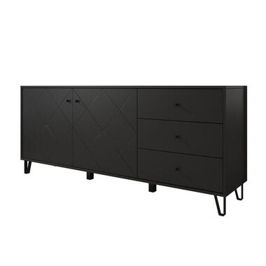 Meubella - Dressoir Barlo - Mat Zwart - 183 cm product