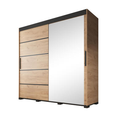 Meubella Kleerkast Fabio - Eiken - 200 cm - Met spiegel product