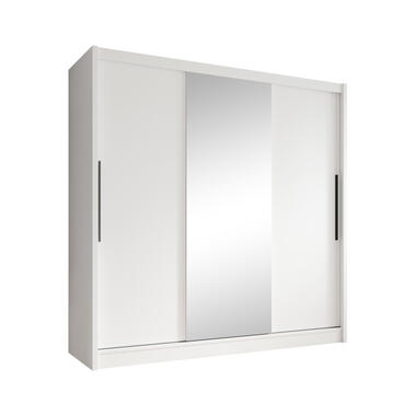 Meubella Kleerkast Alcamo - Wit - 205 cm - Met spiegel product