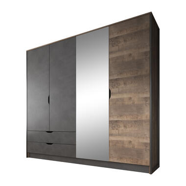 Armoire Acasia - Gris - Chêne - 220 cm - Avec miroir product