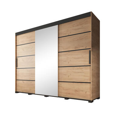 Meubella Kleerkast Fabio - Eiken - 250 cm - Met spiegel product