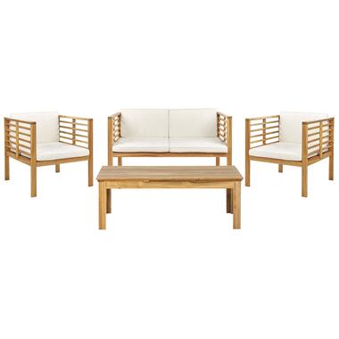 PACIFIC - Loungeset voor 4 - Lichthout/Wit - Acaciahout product