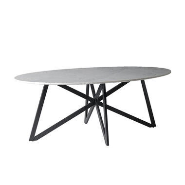 Livingfurn - Table de salle à manger Marble Oval White 200cm - Marble product
