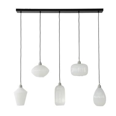 Hoyz Collection - Hanglamp 5L Stripe White Glass Mix - Wit product