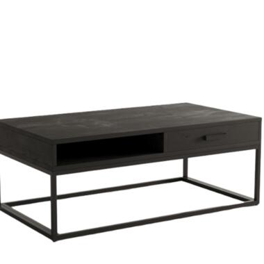 Mangolia table basse noire avec tiroir - Cadre en métal et plateau en bois product