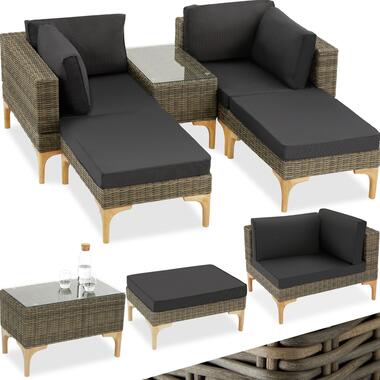 tectake® Wicker Loungeset - 5-Delige Tuinmeubelset - Inclusief Kussens - Natuur product