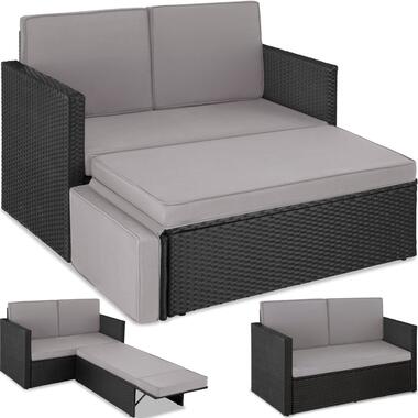 tectake® - loungesofa - loungebank - wicker tuinstoel - zwart / grijs - tuinset product