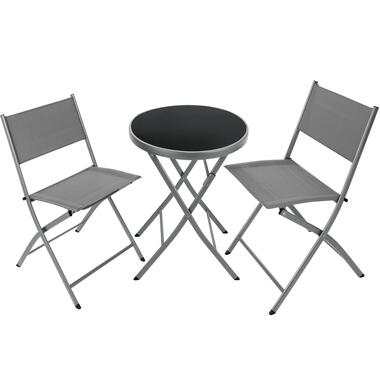 tectake® Ensemble Bistro - Table et 2 Chaises - Table Ronde Pliable - Gris product