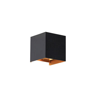 Qazqa applique d&#39;extérieur noir avec or avec led 2 lumières ip54 - edwin product
