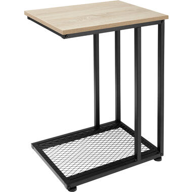 TecTake® C-Vormige Bijzettafel van Hout en Metaal - 48 x 35 cm - Industrieel product