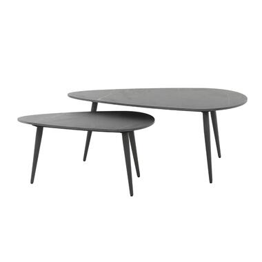 Salontafel Kiezelvormig - Zwart Keramiek - Set Van 2 product