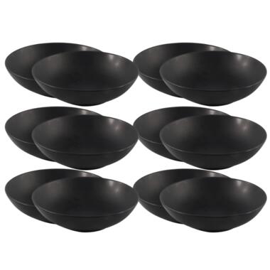 Ensemble de 12 Assiettes Creuses OTIX Noir Mat en Terre Cuite IVY product