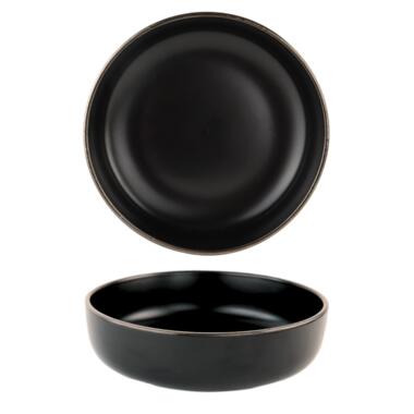 Ensemble de 12 Assiettes Creuses OTIX Noir avec Bordure Dorée de 18cm product