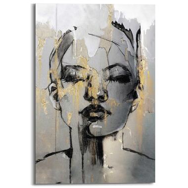 Schilderij - Golden Face - 90x60 cm Hout product