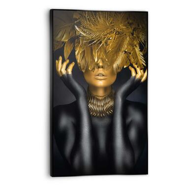 Art Frame Vrouw met gouden veren - 118x70cm - Goudkleurig product