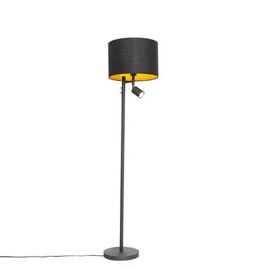 QAZQA lampadaire noir avec intérieur doré et liseuse - jelena product