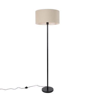 Qazqa lampadaire noir avec abat-jour marron 50 cm - simplo product