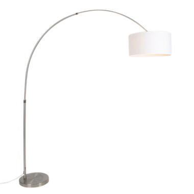 QAZQA lampe arche moderne en acier avec abat-jour 50/50/25 blanc réglable product
