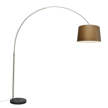 Qazqa lampe en arc en acier avec abat-jour en tissu marron 45 cm - xxl product