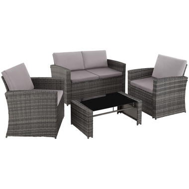 tectake® - groupe de sièges Lucca - 1 canapé/2 chaises/1 table - gris - 404918 product