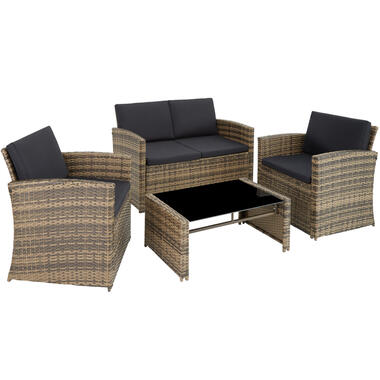 tectake® - zitgroep Lucca - bank/2 stoelen/tafel - natuur - 404916 product
