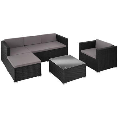 tectake® - loungeset loungemeubel - met fauteuil - zwart product