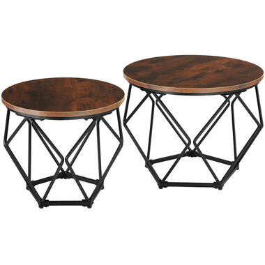 tectake 2 tables basses Benham, Bois Foncé Industriel, Rustique product