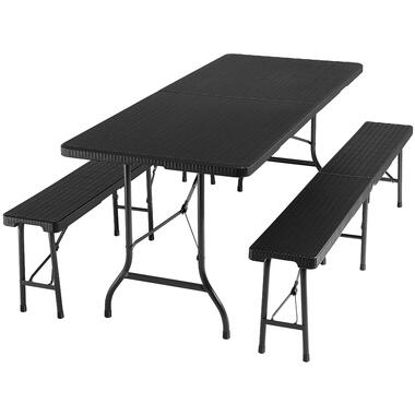 tectake - Campingtafelset, campingtafel met banken - zwart - 404528 product