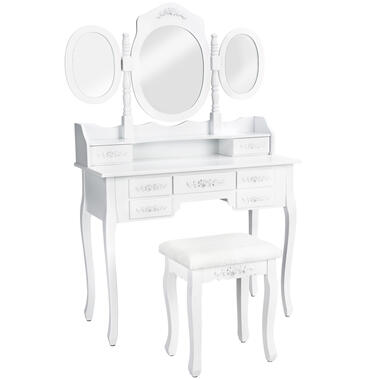 TecTake - make up tafel kaptafel met spiegel en krukje - 402074 product