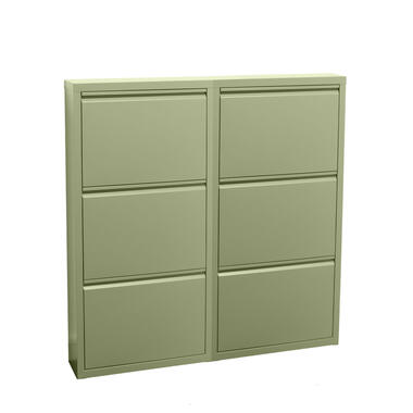 Hioshop Pisa Armoire à chaussures à 6 rabats/portes en métal- vert Livré product