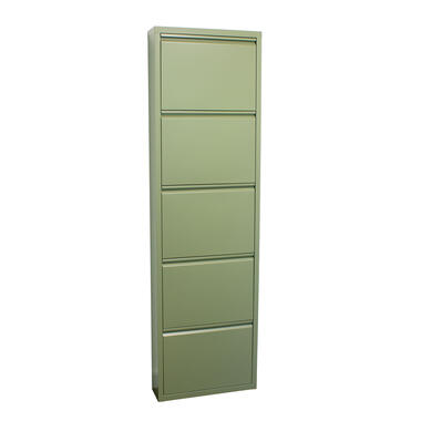 Hioshop Pisa Armoire à chaussures à 5 rabats/portes en métal- vert Livré product