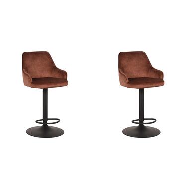LABEL51 Tabouret de bar Fender - Rouille - Velours - 42 x 40 cm - lot de 2 product
