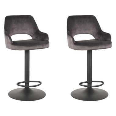 Tabouret de bar LABEL51 Fer - Anthracite - Velours - 47 x 45 cm - Lot de 2 product