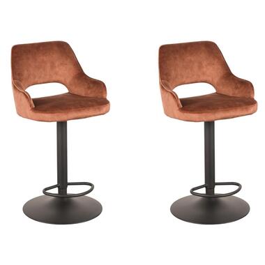 LABEL51 Tabouret de bar Fer - Rouille - Velours - 47 x 45 cm - lot de 2 product