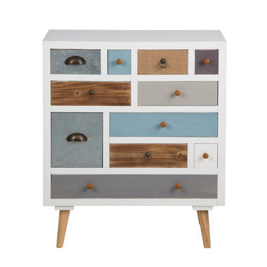 Thames Commode blanche avec 11 tiroirs multicolores. product