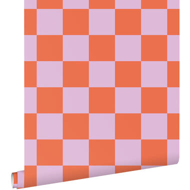 ESTAhome behang - geblokt motief - lila paars en oranje - 50 x 900 cm product