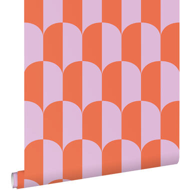 ESTAhome behangpapier - art deco bogen - lila paars en oranje - 50 x 900 cm product