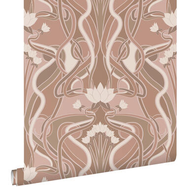 ESTAhome behangpapier - vintage bloemen in art nouveau stijl - oudroze product