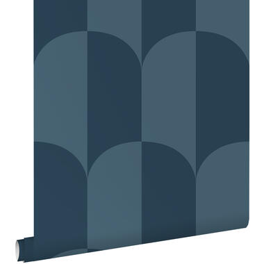 ESTAhome behang - art deco bogen - vergrijsd donker blauw - 50 x 900 cm product