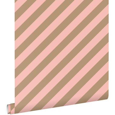 ESTAhome behangpapier - strepen - roze en beige bruin - 50 x 900 cm product