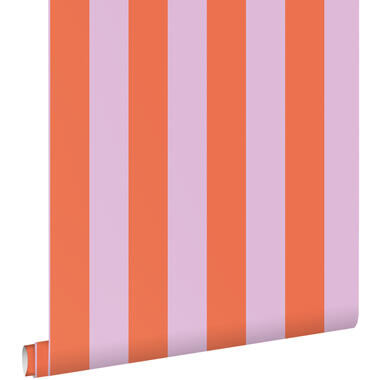 ESTAhome papier peint - à rayures - orange et lilas violet - 0.53 x 10.05 m product