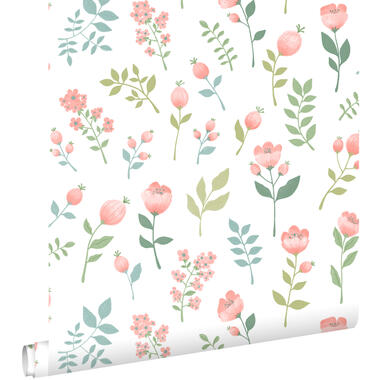 ESTAhome behang - bloemen - roze en vergrijsd groen - 50 x 900 cm product