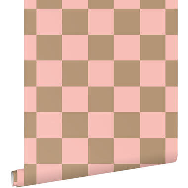 ESTAhome behang - geblokt motief - roze en beige bruin - 50 x 900 cm product