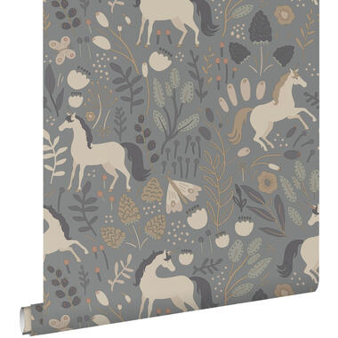 ESTAhome behangpapier - unicorns - vergrijsd blauw - 50 x 900 cm product