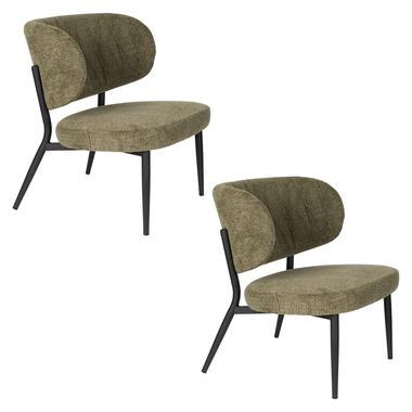 Housecraft Sanne Loungestoelen/ Fauteuil Groen Grijs - Set van 2 product