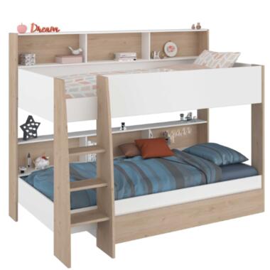 Parisot Stapelbed Shelby 90x200 cm met opberglade- eik/wit product