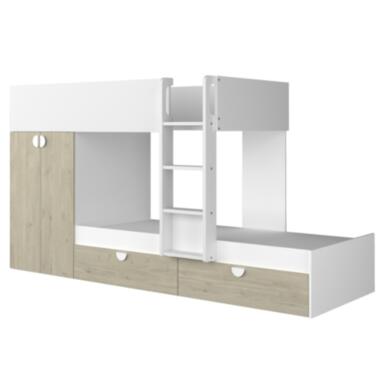 Lit superposé Jip avec armoire et tiroirs - chêne/blanc/blanc product