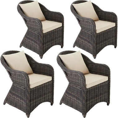 tectake® - 4 chaises de jardin luxe en osier + coussins - gris - 403683 product