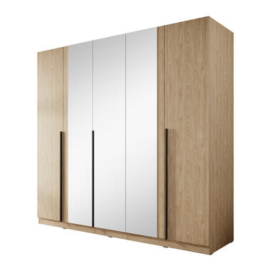 Meubella Kleerkast Valetta - Eiken - 225 cm - Met spiegel product