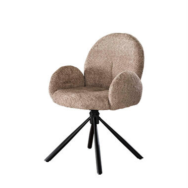 Chaise pivotante de salle à manger Minou - Tissu - Marron product